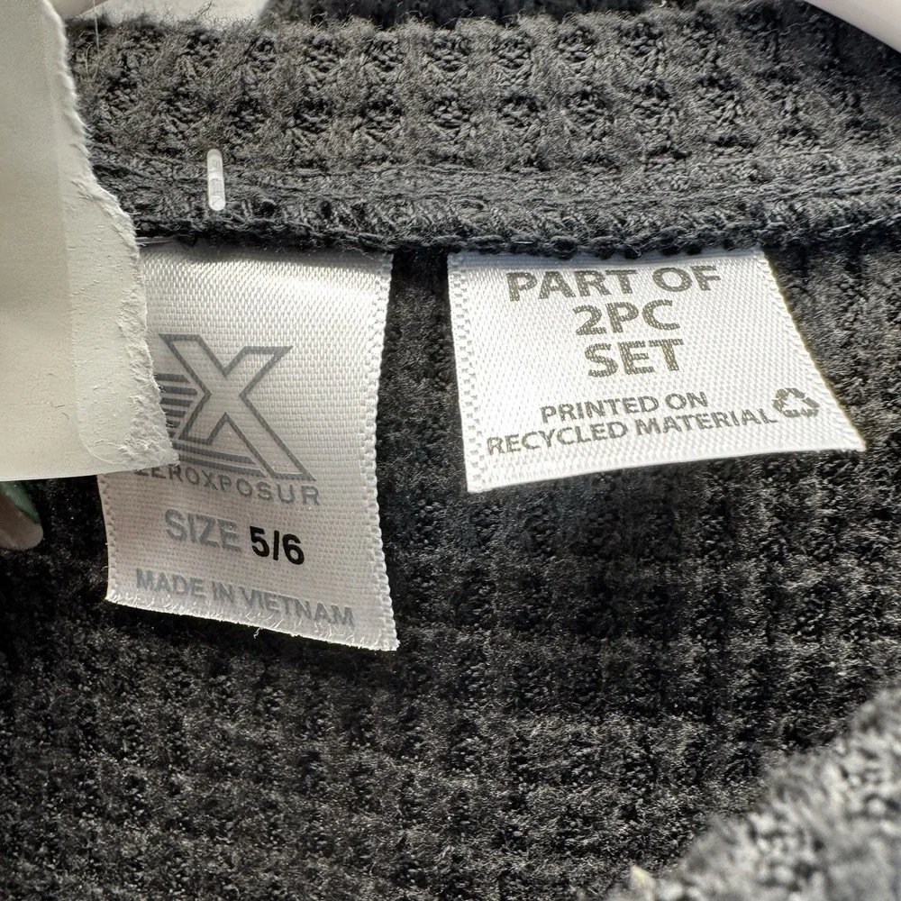Zero Exposure Girls‎ Black Waffleknit 2 Piece Long Sleeve Set 5/6